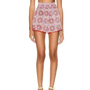 NWT RTA Martim Silk Elastic Waist Short Red Azulejos Womens Size XXS